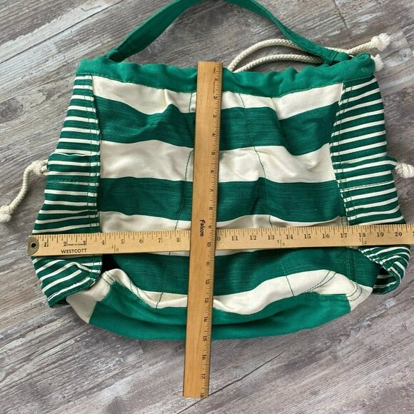 Gap Hobo Beach Pool Tote Bag White Green Weekender Rope Drawstring Snap Recycled - Picture 14 of 16